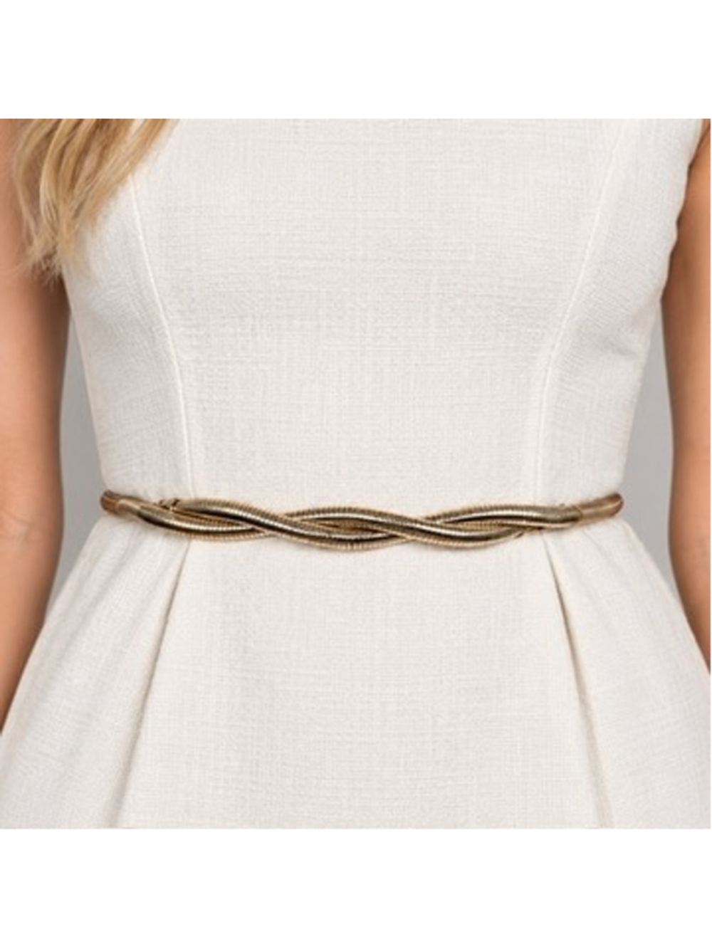 Vintage 80s Gold Metal Stretch Belt Slinky Snake Chain Twist Cinch Waist One Sz